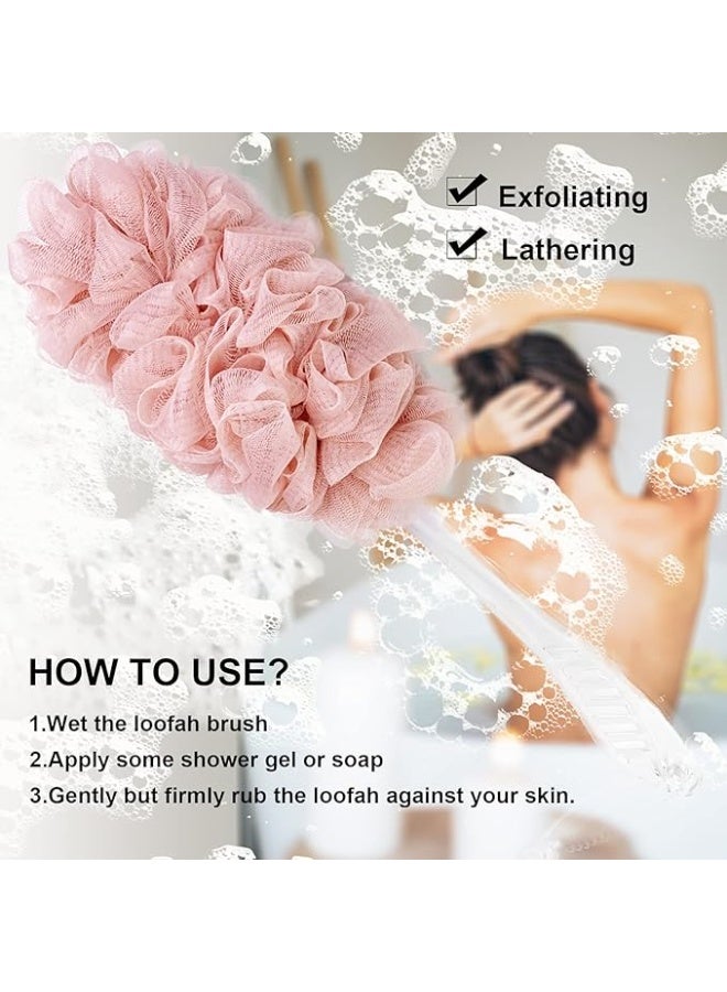 PPHAO BASIC Loofah Sponge Back Scrubber Rough- Bath Brush Long Handle for Shower - Loofah Exfoliating for Men - Shower Loofah for Women - Pink Loofah - 1Pack - Image 1