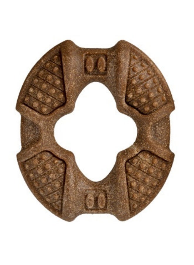 Textured Brown Oval Dog Chew Ring, Durable Dental Toy