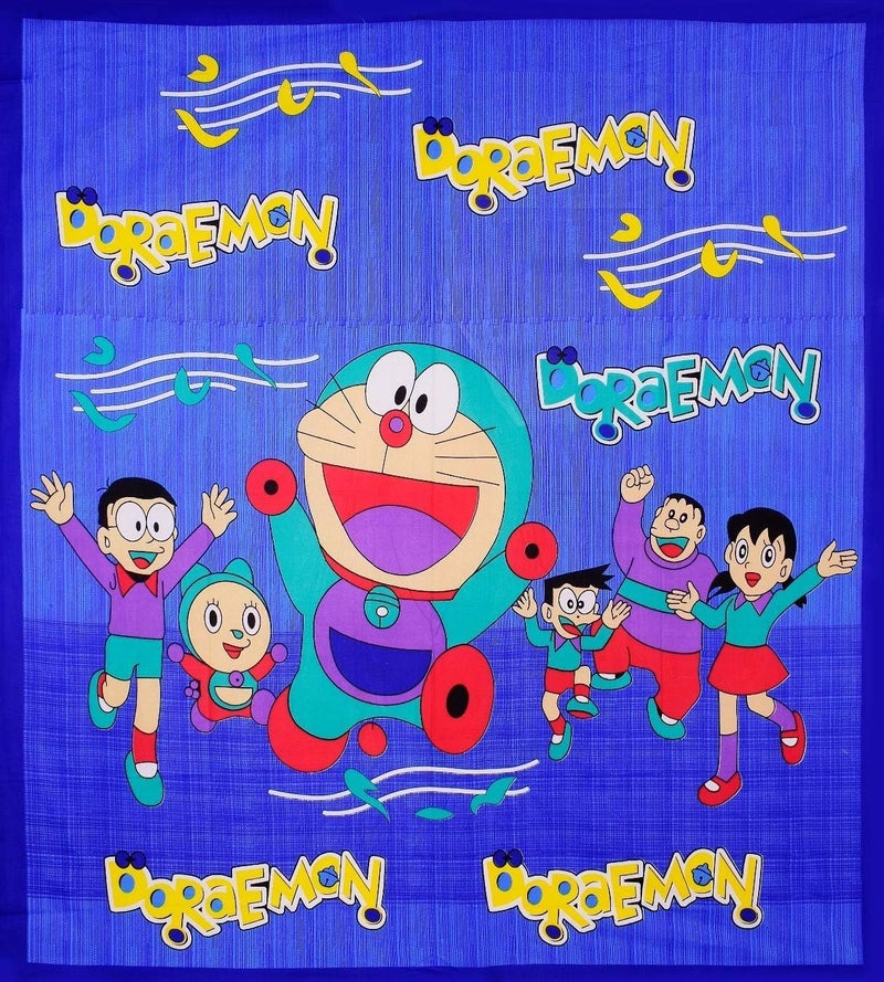 ManavRachit Cotton 210 TC BedSheet 90 x 100 inches with 2 Pillow Covers Cartoon Doraemon Printed Double Bed King Size for Kids Bed Home and Living Room Blue - Image 5