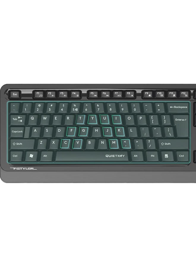 A4Tech Fgs1010Q 104-Key Wireless Keyboard And Mouse Set, Quiet Ergonomic Laptop Office Typing Membrane Keyboard And Mouse Combo, Space Gray - Image 2