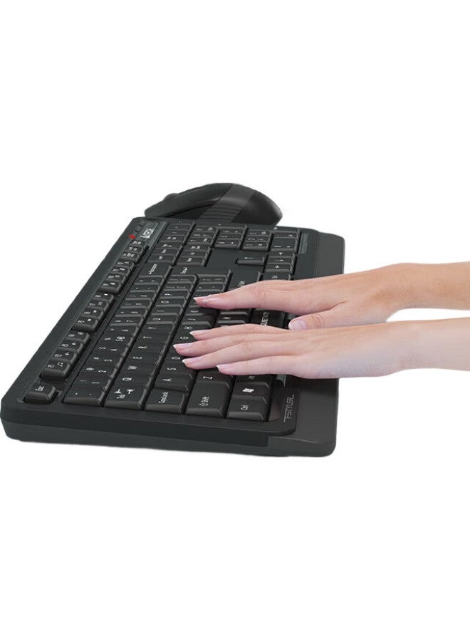A4Tech Fgs1010Q 104-Key Wireless Keyboard And Mouse Set, Quiet Ergonomic Laptop Office Typing Membrane Keyboard And Mouse Combo, Space Gray - Image 1