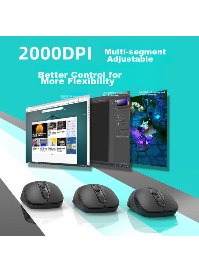 A4TECH مجموعة لوحة مفاتيح وماوس لاسلكية A4Tech Fgs1010Q بـ 104 مفتاح، لوحة مفاتيح مريحة وصامتة للمكتب، رمادي فضائي - Image 4