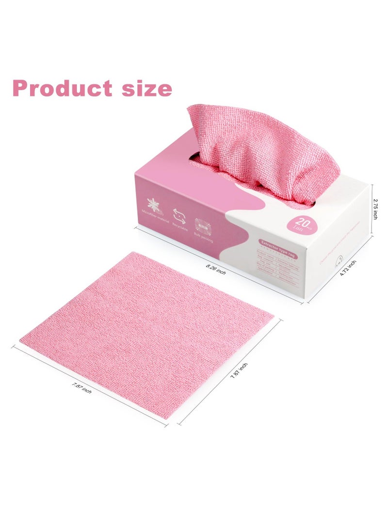 Microfiber Cleaning Cloth Rags in Two Box (40 Count), 7.9" x 7.9" Reusable Wipes for Cleaning, Edgeless Terry Towels, Small Cleaning Cloths for Home, Kitchen and Car, Pink - Image 2