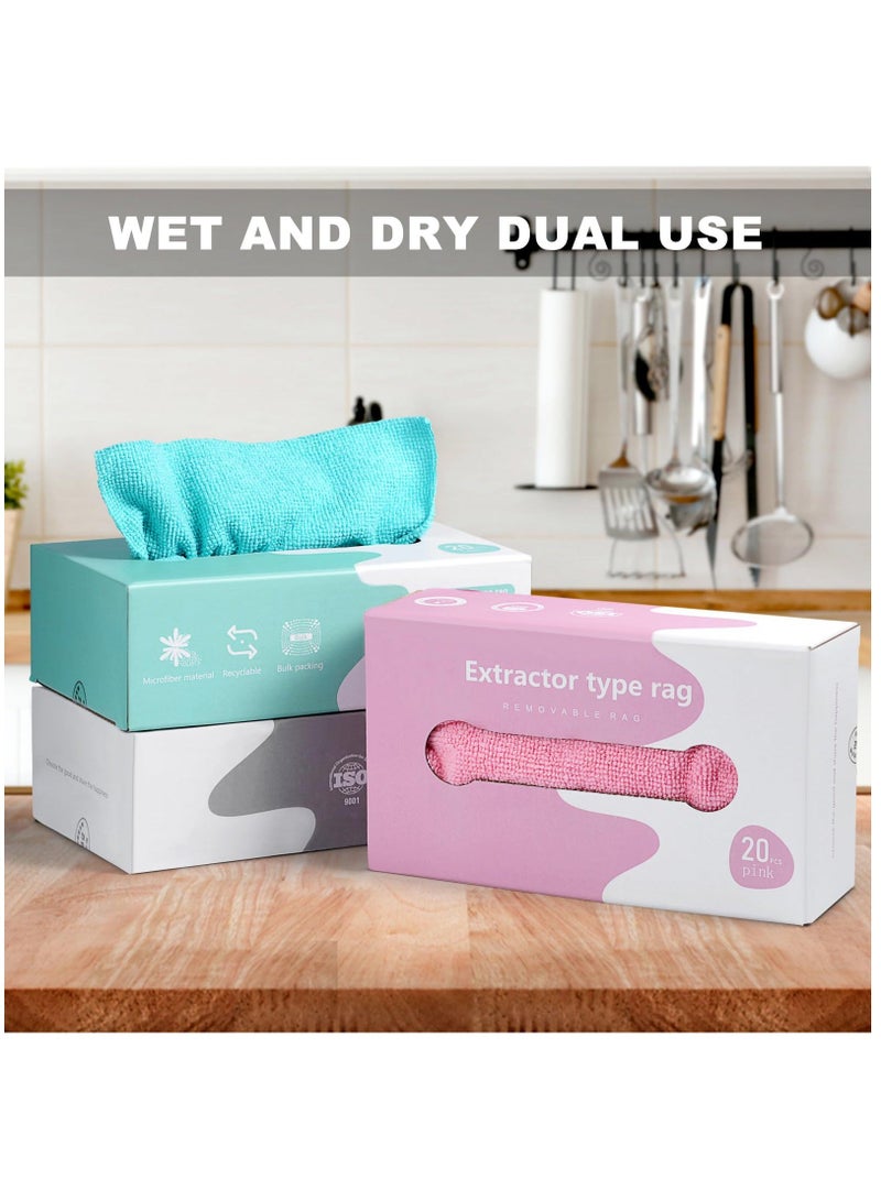 Microfiber Cleaning Cloth Rags in Two Box (40 Count), 7.9" x 7.9" Reusable Wipes for Cleaning, Edgeless Terry Towels, Small Cleaning Cloths for Home, Kitchen and Car, Pink - Image 3