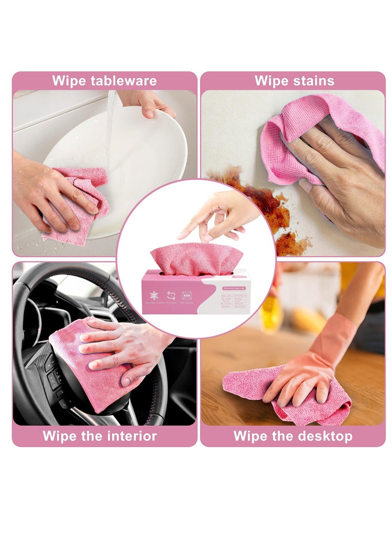 Microfiber Cleaning Cloth Rags in Two Box (40 Count), 7.9" x 7.9" Reusable Wipes for Cleaning, Edgeless Terry Towels, Small Cleaning Cloths for Home, Kitchen and Car, Pink - Image 4