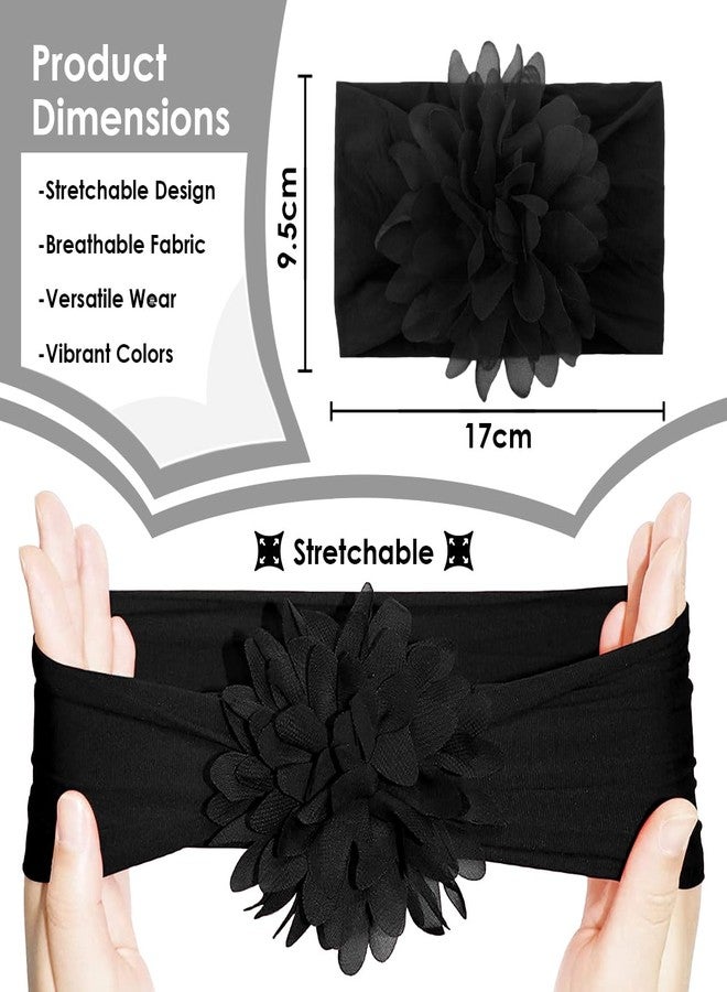SYGA Pack of 5 Baby Headbands Nylon Flower Soft Stretchable Hairband for Newborn Infant Toddler Kids For 0-3 Year (Multicolor) - Image 3