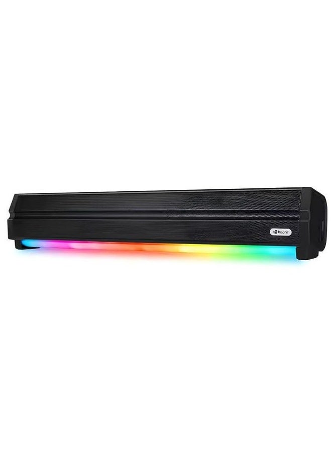 Kisonli - Kisonli LED-802 Soundbar Music Speaker , 7 Lighting Modes Switch ,1500mAh - Black - Image 1