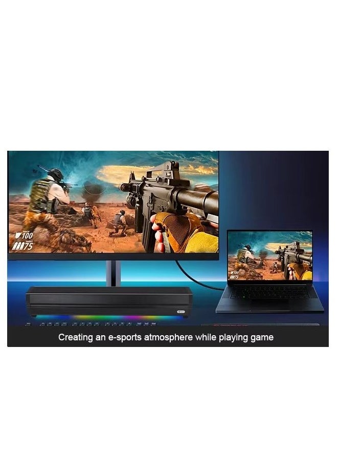 Kisonli - Kisonli LED-802 Soundbar Music Speaker , 7 Lighting Modes Switch ,1500mAh - Black - Image 1