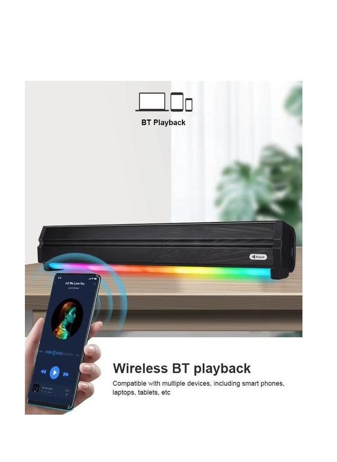 Kisonli - Kisonli LED-802 Soundbar Music Speaker , 7 Lighting Modes Switch ,1500mAh - Black - Image 1