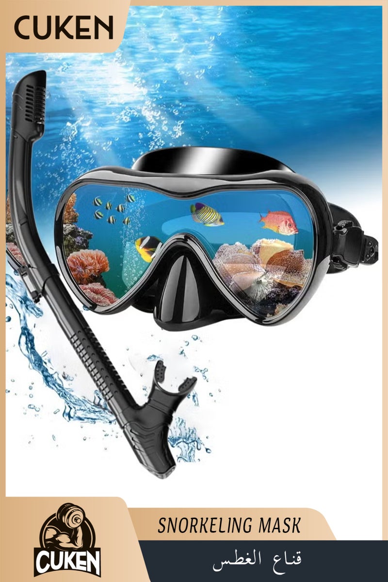 ساكن معدات الغطس للبالغين، طقم غطس جاف، قناع غطس ذو رؤية واسعة 180 درجة، قناع غطس للتنفس الحر للغطس والغوص والسباحة - Image 1