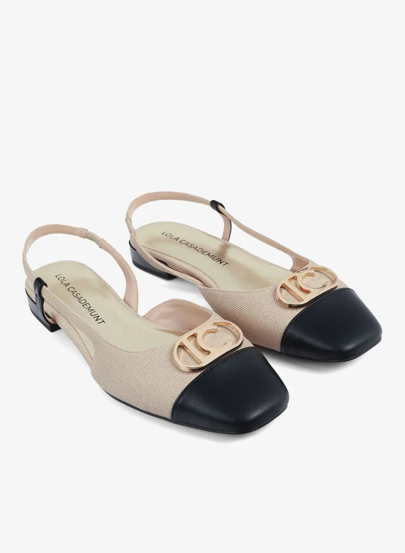 Lola Casademunt Bicolor Flat Shoe with Metallic Logo Detail