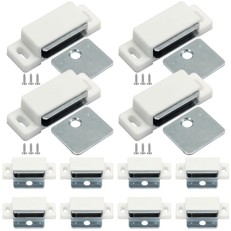 Jersvimc 12Pcs Cabinet Door Magnets Catch Magnetic Door Catch, Magnetic Shutter Hardware Drawer Magnet Latch Cabinet Magnets for Closure Cupboard Closet Bathroom(White) - Image 2
