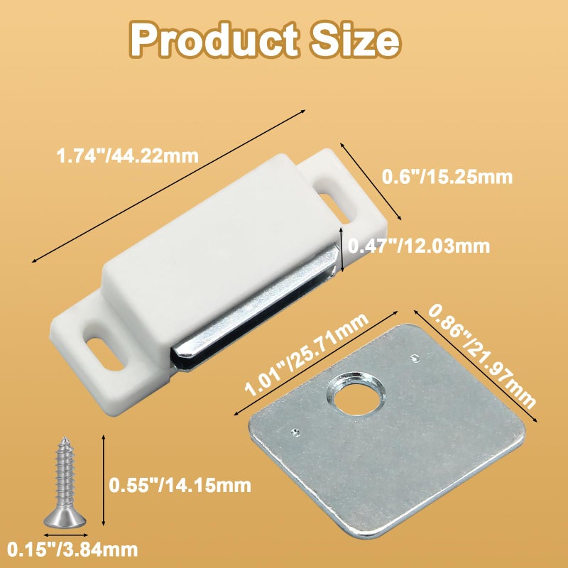 Jersvimc 12Pcs Cabinet Door Magnets Catch Magnetic Door Catch, Magnetic Shutter Hardware Drawer Magnet Latch Cabinet Magnets for Closure Cupboard Closet Bathroom(White) - Image 3