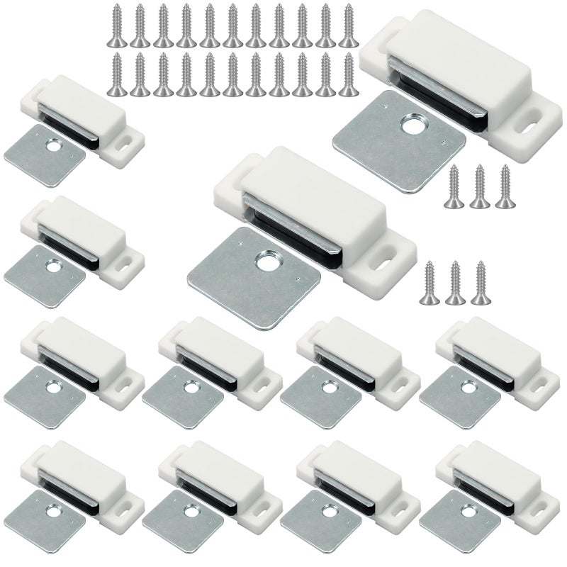 Jersvimc 12Pcs Cabinet Door Magnets Catch Magnetic Door Catch, Magnetic Shutter Hardware Drawer Magnet Latch Cabinet Magnets for Closure Cupboard Closet Bathroom(White) - Image 1