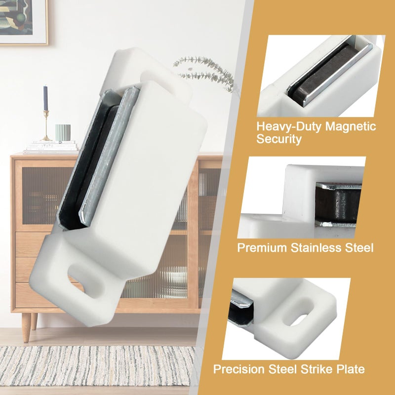 Jersvimc 12Pcs Cabinet Door Magnets Catch Magnetic Door Catch, Magnetic Shutter Hardware Drawer Magnet Latch Cabinet Magnets for Closure Cupboard Closet Bathroom(White) - Image 5