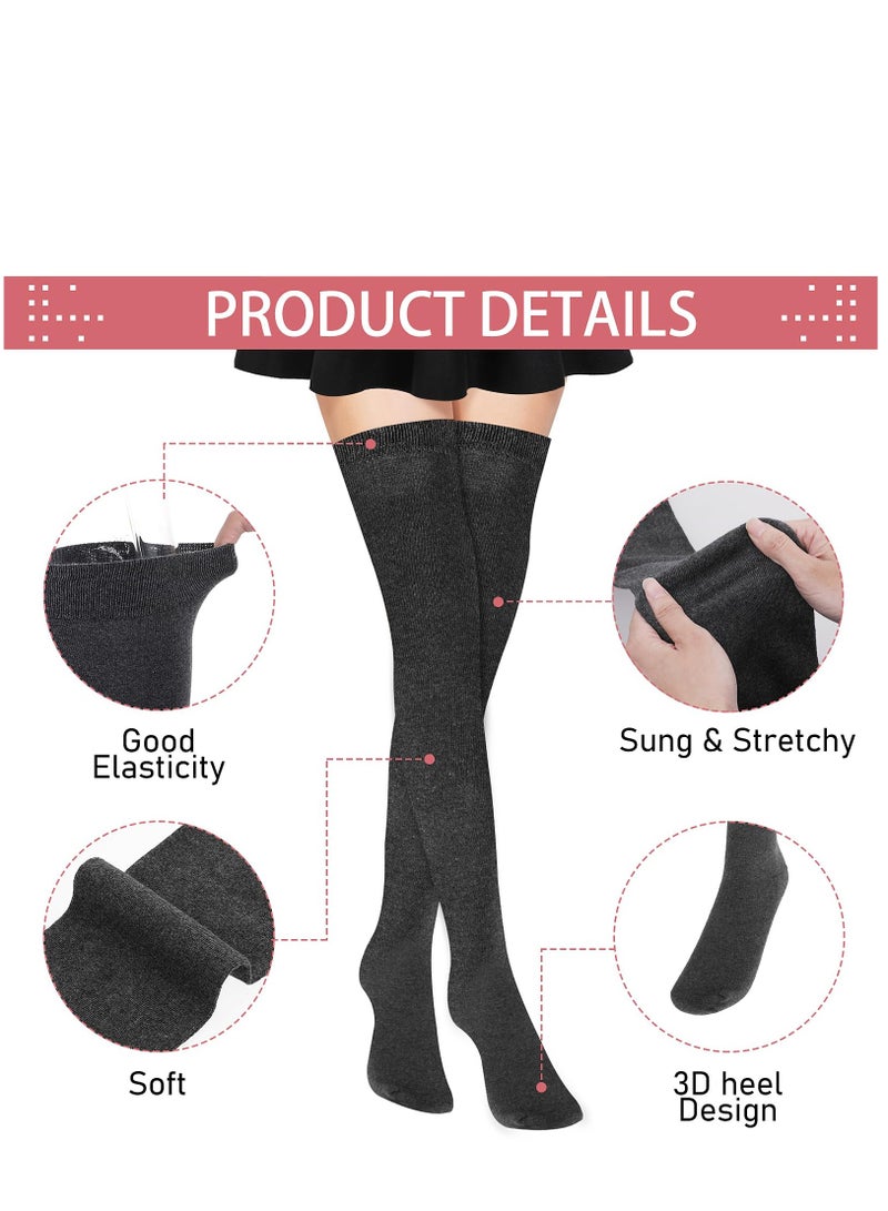 KASTWAVE Women Knee Socks High Socks High Thigh Stockings for Cosplay, Halloween, Party, Daily Wear （Grey） - Image 3