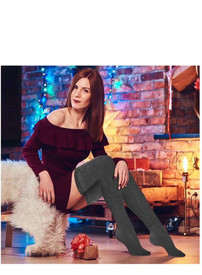 KASTWAVE Women Knee Socks High Socks High Thigh Stockings for Cosplay, Halloween, Party, Daily Wear （Grey） - Image 5