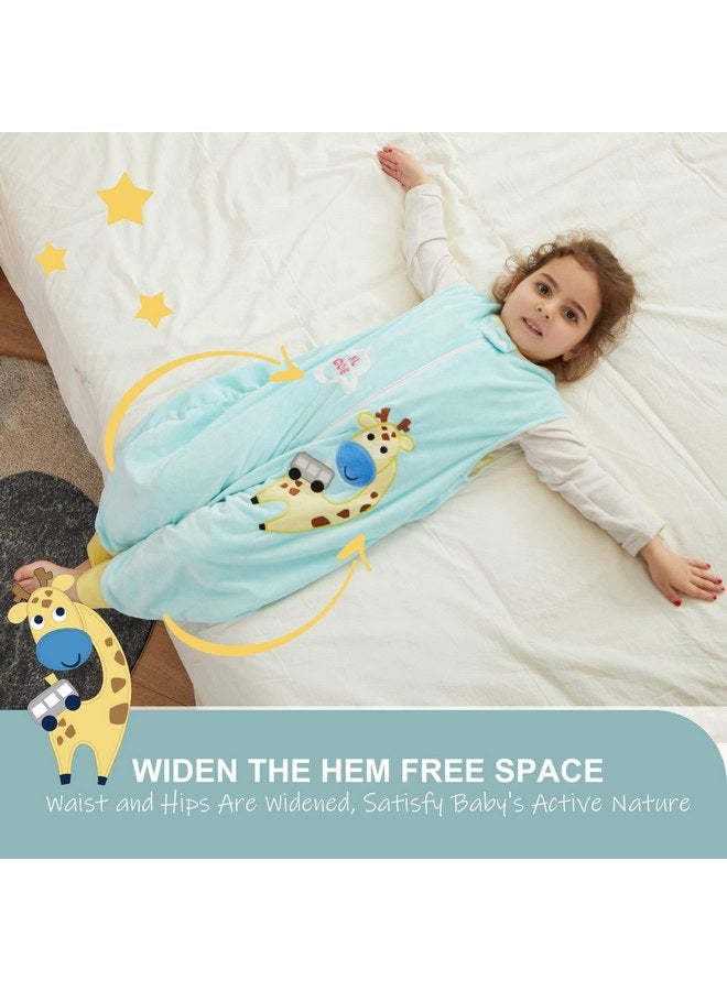 MICHLEY Kids Sleeveless Zipper Sleeping Bag, Autumn Winter Sleeping Sack Polyester Wearable Blankets for Boy Girl, Green Giraffe, L - Image 5