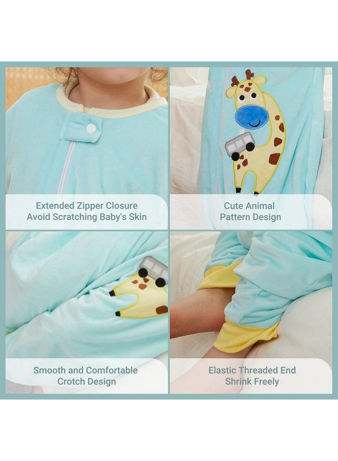 MICHLEY Kids Sleeveless Zipper Sleeping Bag, Autumn Winter Sleeping Sack Polyester Wearable Blankets for Boy Girl, Green Giraffe, L - Image 4