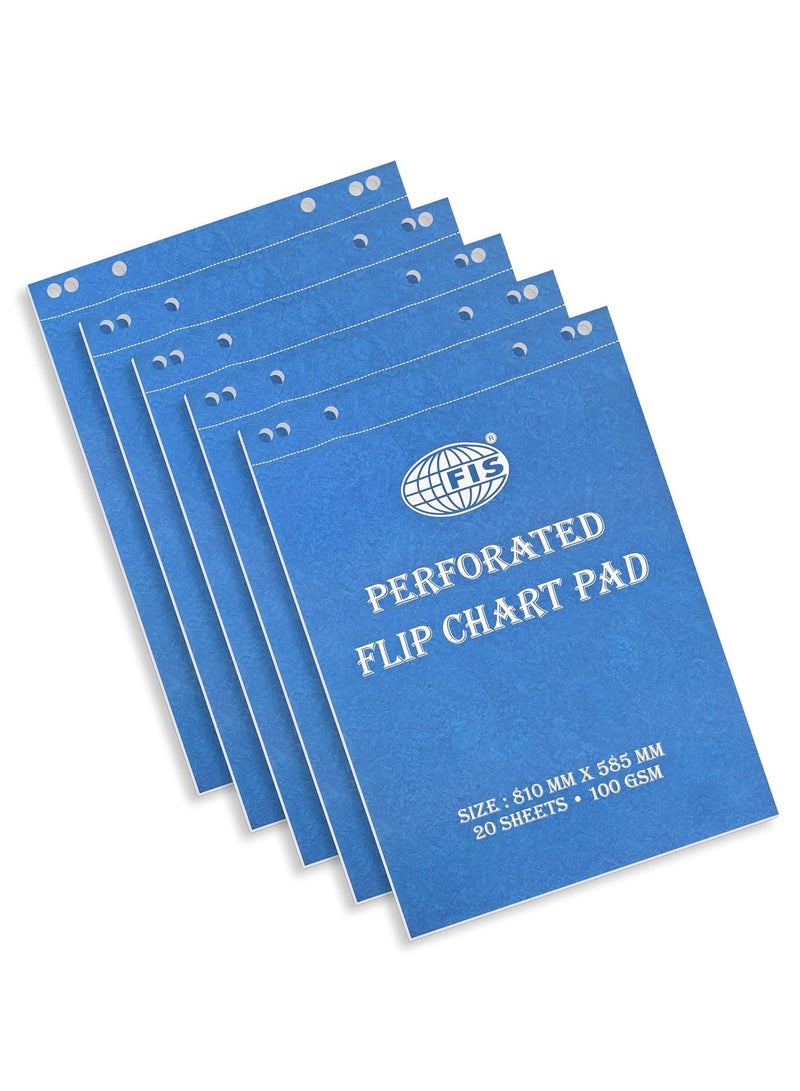 FIS Pack of 5 Pieces FIS Perforated Flip Chart Pads, 100 gsm Size : 585 x 810 mm (20 Sheets) -FSFC20-B_5PC - Image 2