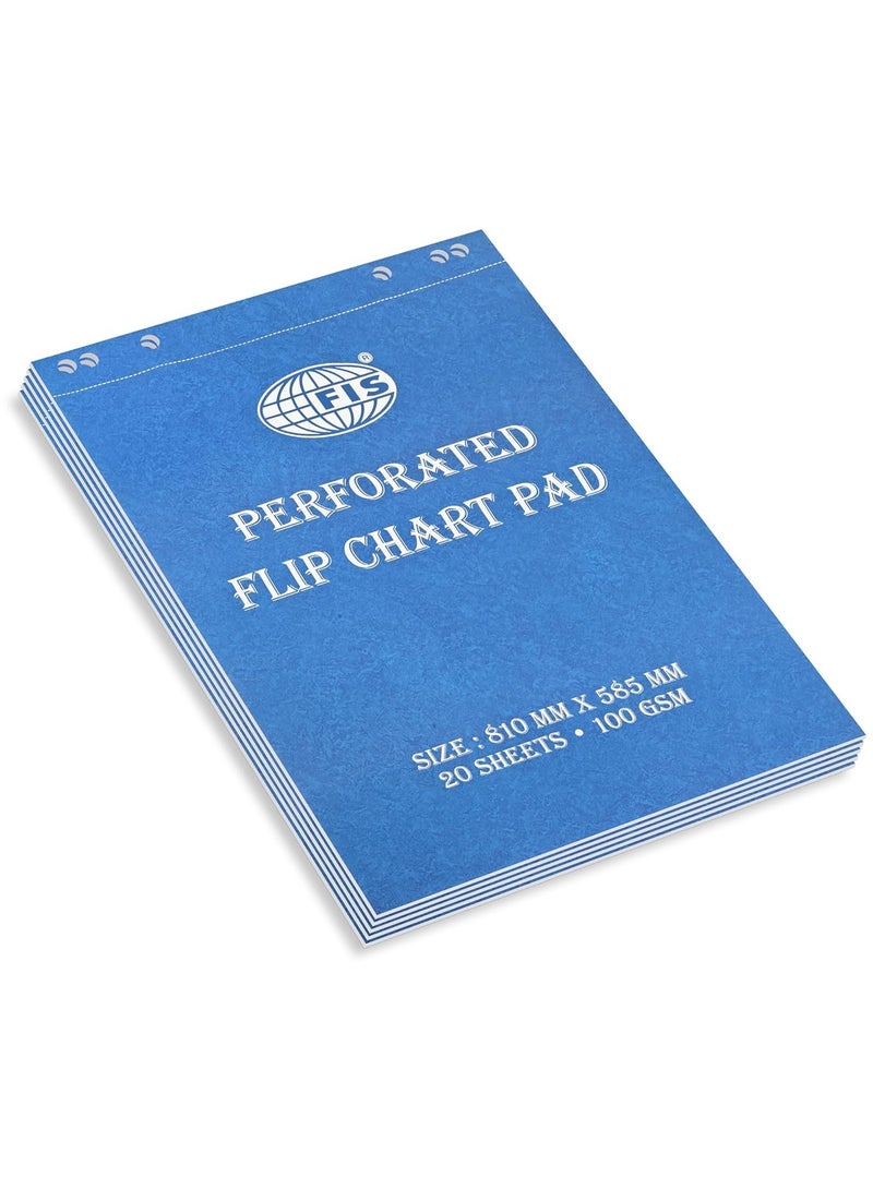 FIS Pack of 5 Pieces FIS Perforated Flip Chart Pads, 100 gsm Size : 585 x 810 mm (20 Sheets) -FSFC20-B_5PC - Image 3