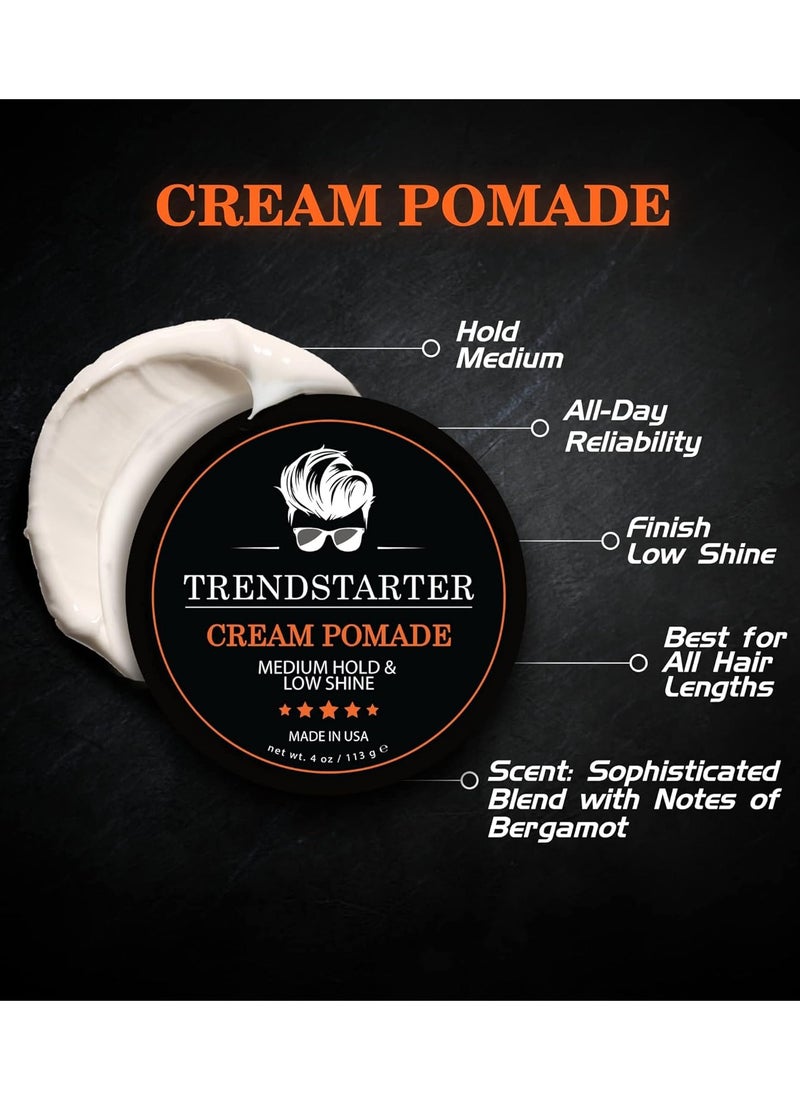 TRENDstarter - TRENDSTARTER - CREAM POMADE (4oz) - Medium Hold - Low Shine - Water-Based All-Day Hold Premium Hair Styling Putty Products - Image 1