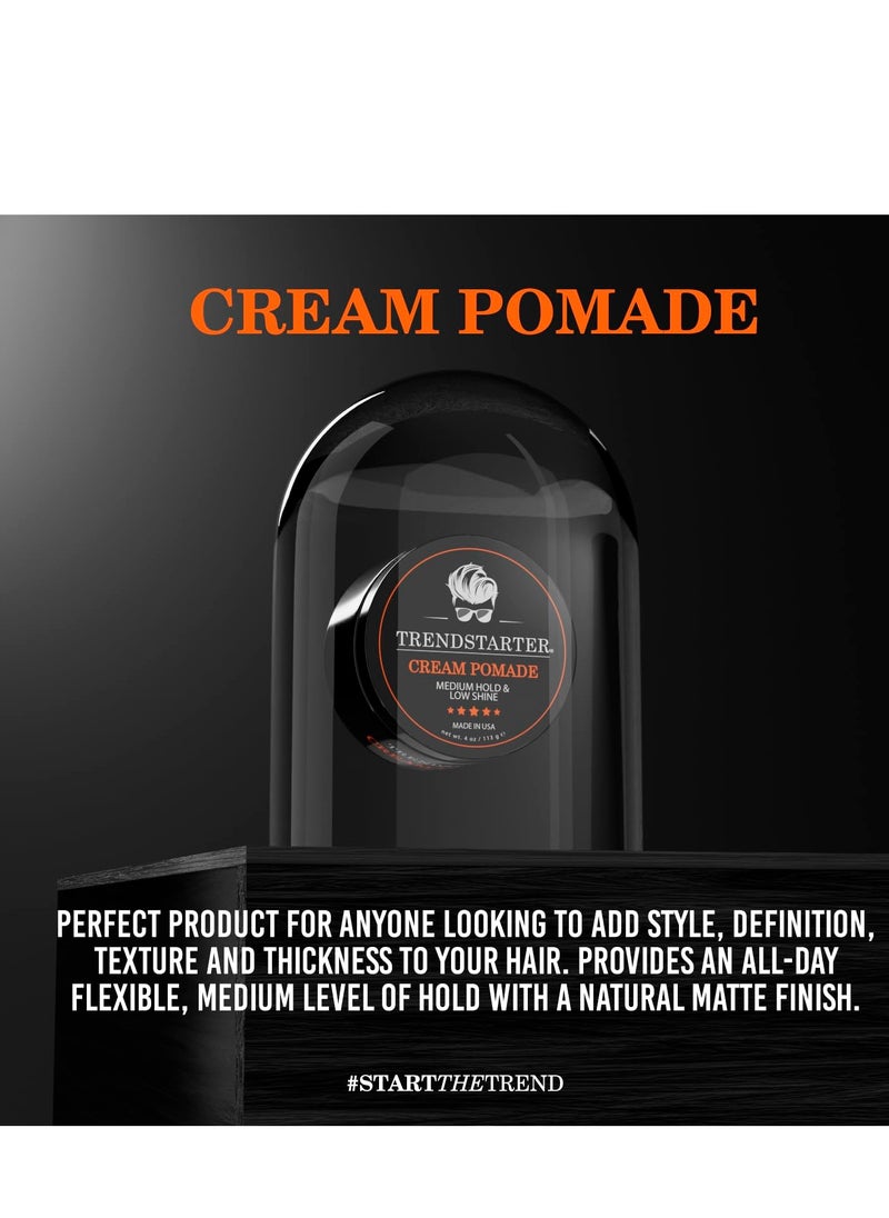 TRENDstarter - TRENDSTARTER - CREAM POMADE (4oz) - Medium Hold - Low Shine - Water-Based All-Day Hold Premium Hair Styling Putty Products - Image 1