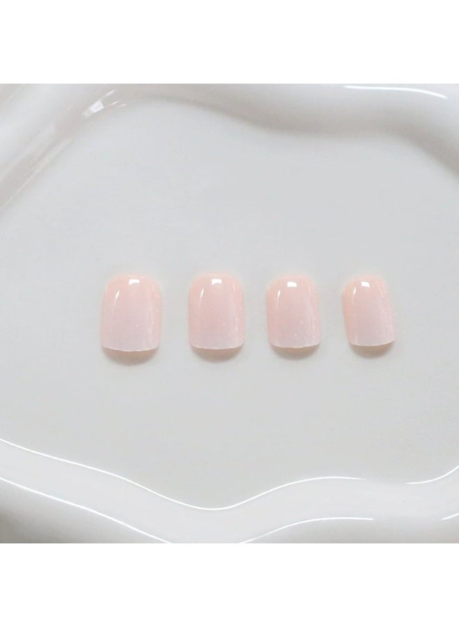 Goolsky أظافر ضغط مربعة قصيرة فاخرة بتدرج وردي وزهور بيضاء من النقاط للانتعاش والمرح - Image 2