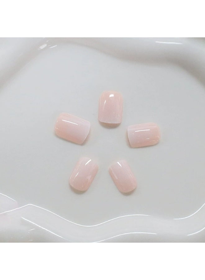 Goolsky أظافر ضغط مربعة قصيرة فاخرة بتدرج وردي وزهور بيضاء من النقاط للانتعاش والمرح - Image 5