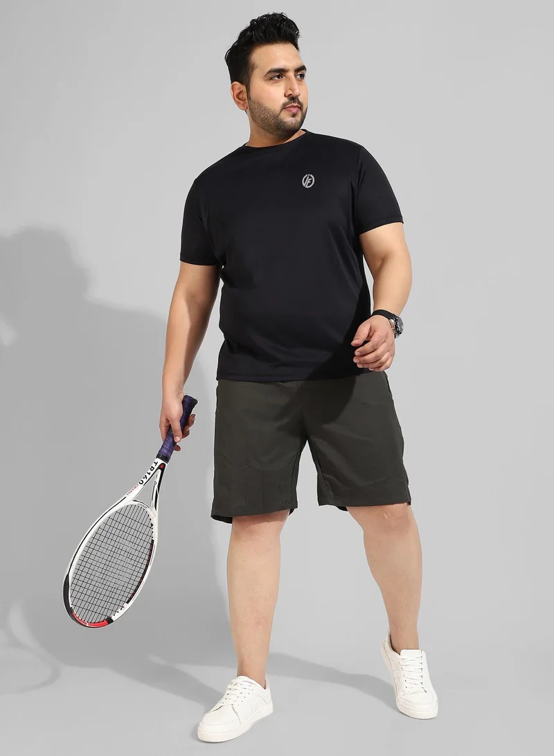 Instafab Plus  Men's Solid Black Regular Fit Activewear T-Shirt for Men | Best Price UAE