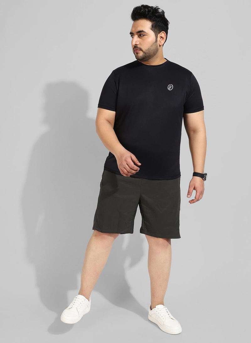 Instafab Plus Men's Solid Black Regular Fit Activewear T-Shirt - Image 5