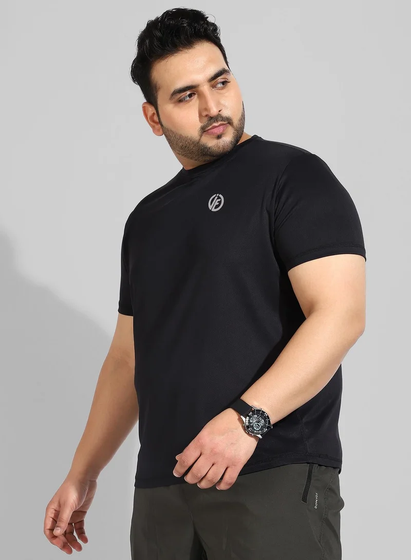 Instafab Plus  Men's Solid Black Regular Fit Activewear T-Shirt for Men | Best Price UAE