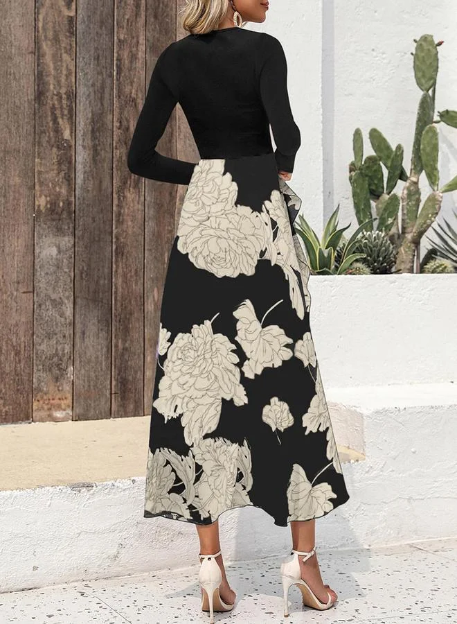 تايك تو فستان ميدي بحافة واسعة وطبعة بالزهور