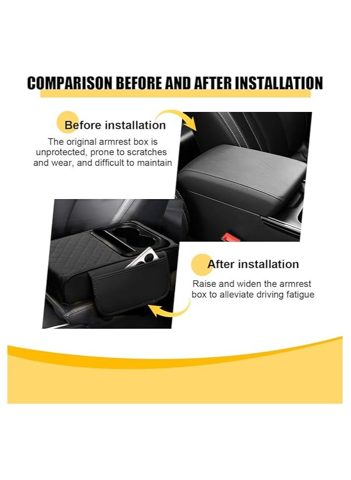 Armrest Pillow (Black) Thick comfortable pillow with cup holder and napkins for car console and center armrest, multi-colored organizing bag and double cup holders - Image 2