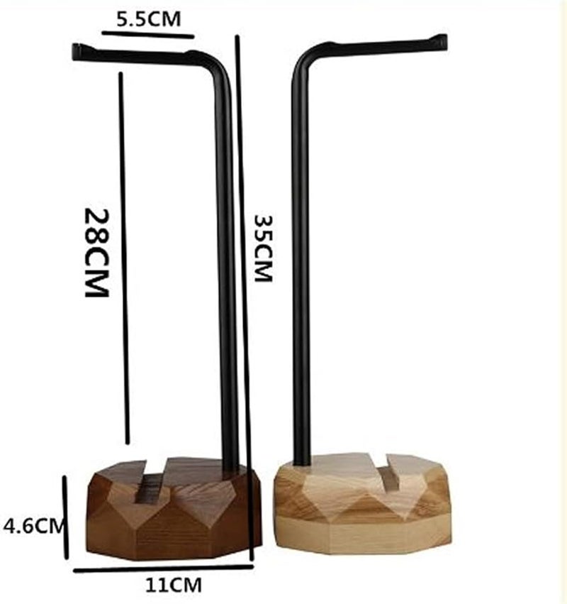 Walnut Wood Metal Headphone Stand Universal Desktop Holder For Gaming Headsets - Image 1