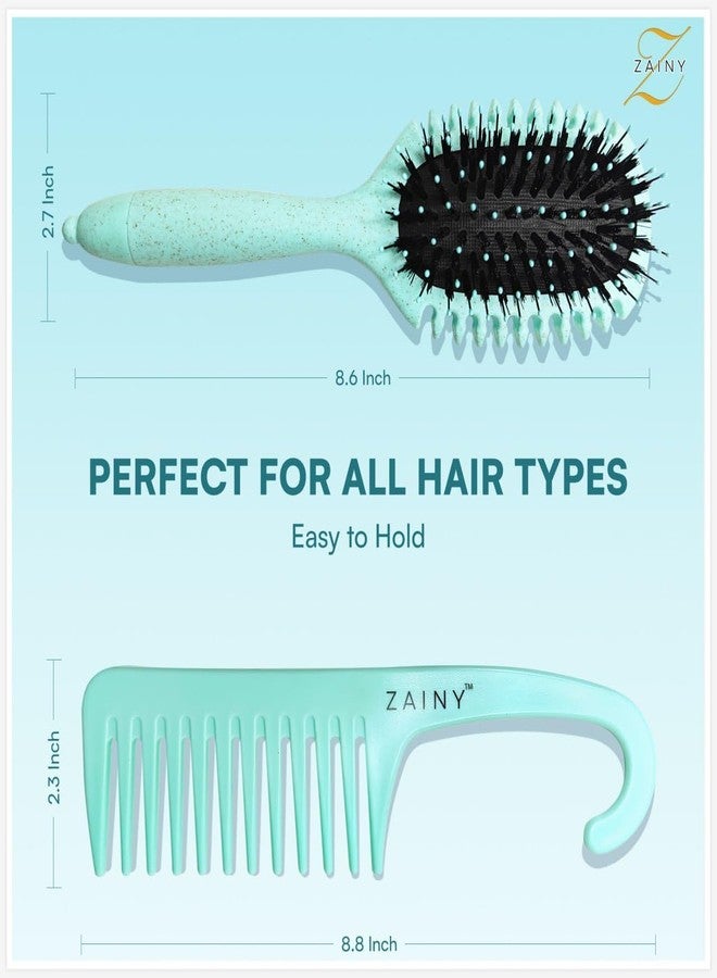 ZAINY Curl Defining Brush 2PC Set, Wide Tooth Comb for Curls, Curly Hair Brush for Women, Wet Detangler Wavy Hairbrush & Shower Detangling Curl Comb & Define Curl Brush for Kids, Girls, Toddlers & Men - Image 3