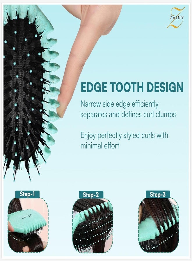 ZAINY Curl Defining Brush 2PC Set, Wide Tooth Comb for Curls, Curly Hair Brush for Women, Wet Detangler Wavy Hairbrush & Shower Detangling Curl Comb & Define Curl Brush for Kids, Girls, Toddlers & Men - Image 5