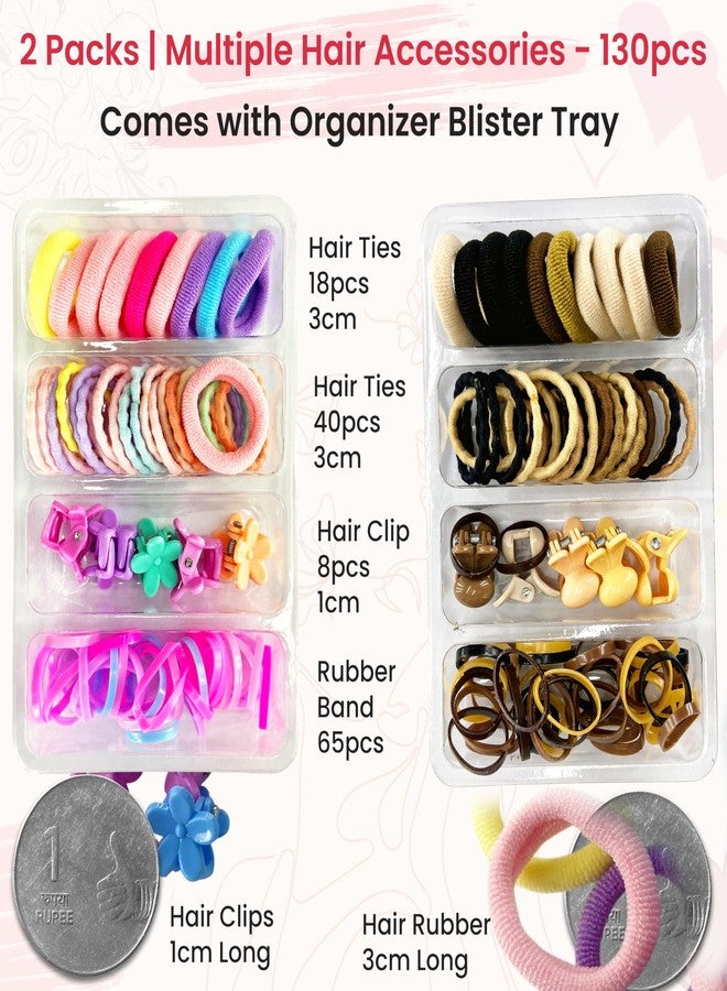 TEMPERIA Hair Accessories Birthday Gift Items for Girls & Kids | Cute Hair Styling Kit for Baby Girls for Party & Wedding | Combo of Hair Claw Clips, Rubber Bands & Hair Pins | Multicolor (Pack of 2) - Image 2