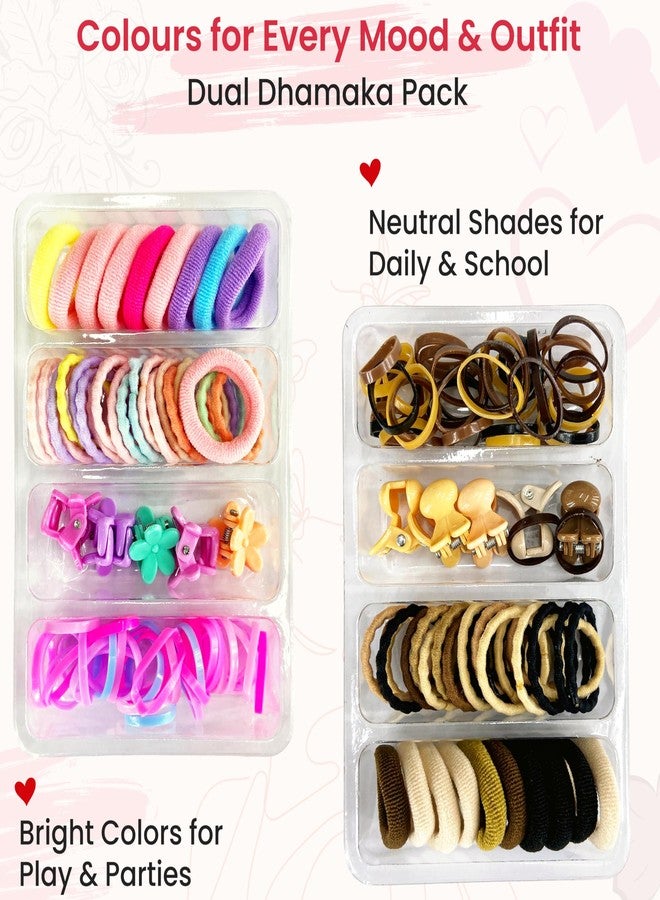 TEMPERIA Hair Accessories Birthday Gift Items for Girls & Kids | Cute Hair Styling Kit for Baby Girls for Party & Wedding | Combo of Hair Claw Clips, Rubber Bands & Hair Pins | Multicolor (Pack of 2) - Image 3