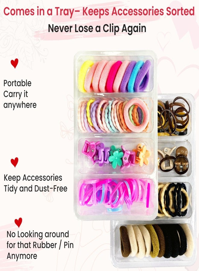 TEMPERIA Hair Accessories Birthday Gift Items for Girls & Kids | Cute Hair Styling Kit for Baby Girls for Party & Wedding | Combo of Hair Claw Clips, Rubber Bands & Hair Pins | Multicolor (Pack of 2) - Image 5