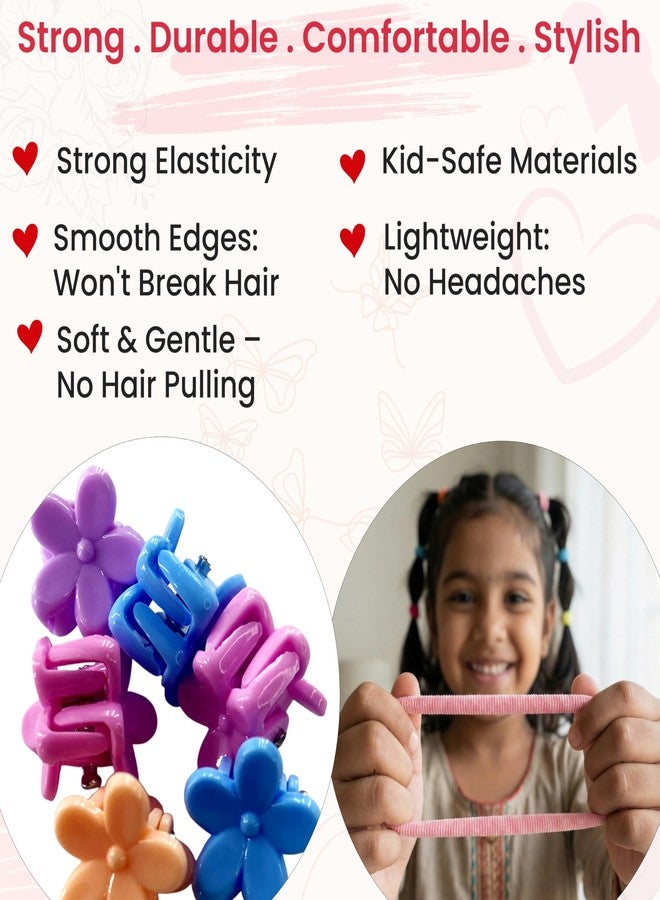 TEMPERIA Hair Accessories Birthday Gift Items for Girls & Kids | Cute Hair Styling Kit for Baby Girls for Party & Wedding | Combo of Hair Claw Clips, Rubber Bands & Hair Pins | Multicolor (Pack of 2) - Image 4