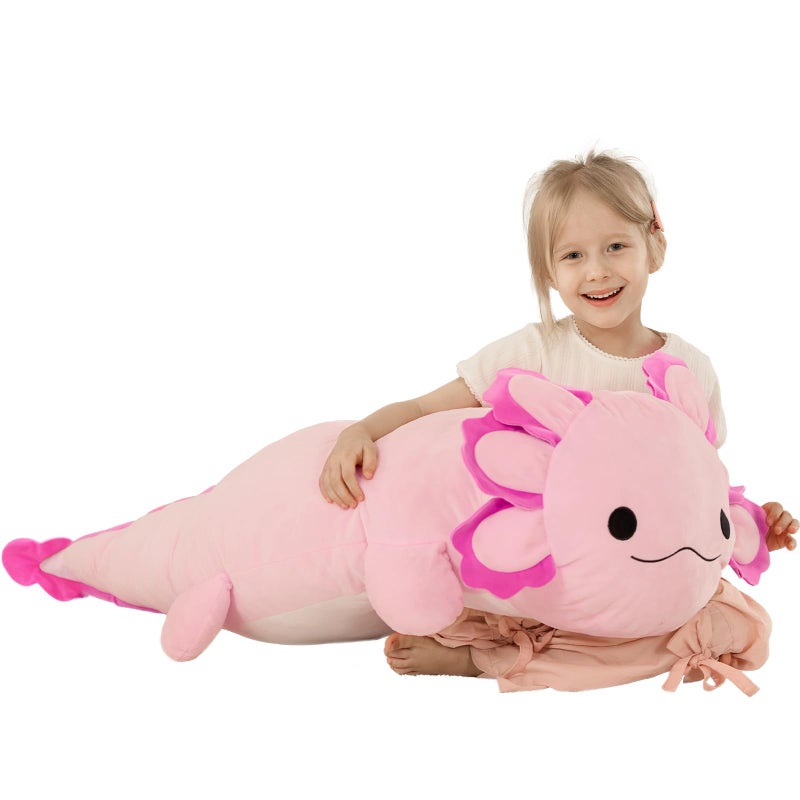 BENINY 39Inch Giant Hot Pink Axolotl Plush Pillow Extra Soft Huggable Stuffed Animal Big Cuddly Toy Gift for Girls Kids Holiday Birthday - Image 3