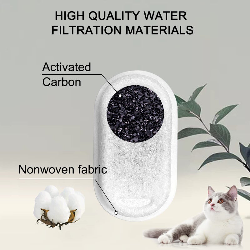 Petilog Cat Water Fountain Filters for 108/3.2L& 67oz/2L Stainless Steel Pet Water Dispenser Fountain Filter Replacement with 8 Sponges (8 Filters&8 Sponges) - Image 4