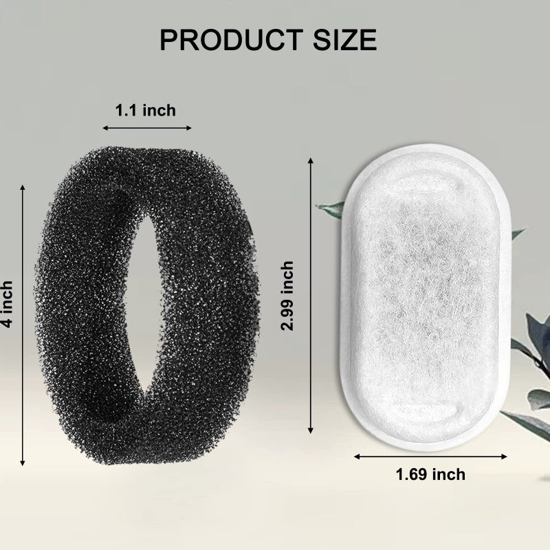 Petilog Cat Water Fountain Filters for 108/3.2L& 67oz/2L Stainless Steel Pet Water Dispenser Fountain Filter Replacement with 8 Sponges (8 Filters&8 Sponges) - Image 3