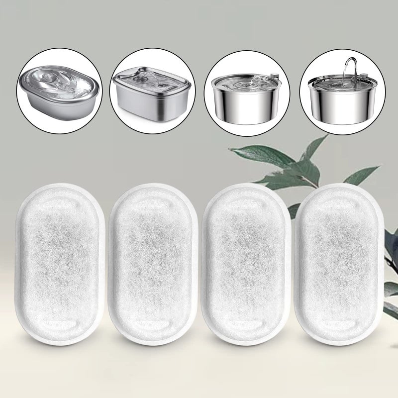 Petilog Cat Water Fountain Filters for 108/3.2L& 67oz/2L Stainless Steel Pet Water Dispenser Fountain Filter Replacement with 8 Sponges (8 Filters&8 Sponges) - Image 2