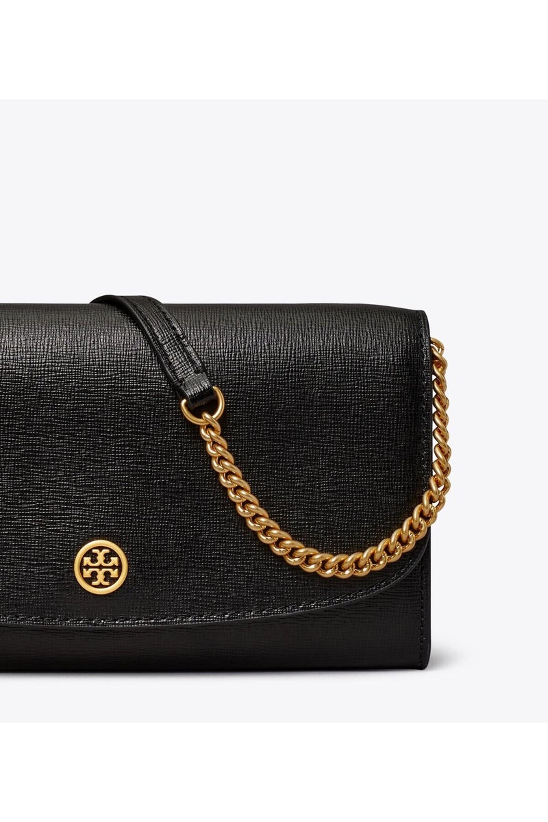 Tory Burch محفظة جلد روبنسون على سلسلة بلون الهيل - Image 3