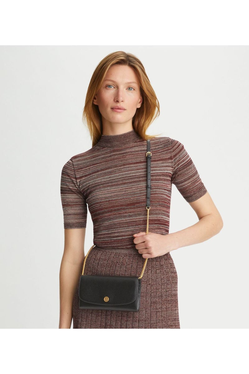 Tory Burch محفظة جلد روبنسون على سلسلة بلون الهيل - Image 5