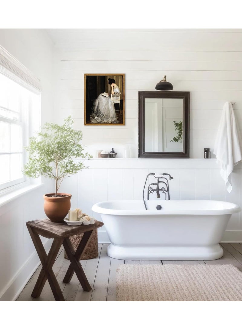 Today Idea Vintage Wall Decor Art Print, Framed Canvas Wall Art Mid-Century Lady Classical Women Painting Picture, Vintage European Portrait Wall Decor for Bedroom Bathroom Decor Wall Art(9"x11") - Image 2