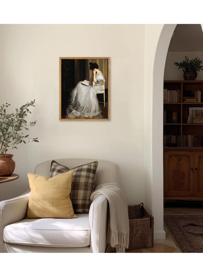 Today Idea Vintage Wall Decor Art Print, Framed Canvas Wall Art Mid-Century Lady Classical Women Painting Picture, Vintage European Portrait Wall Decor for Bedroom Bathroom Decor Wall Art(9"x11") - Image 3