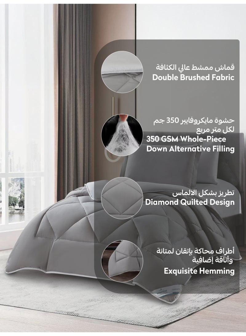 Donetella Bedding Comforter Set, Twin Size Fits 140x200 cm - 4-Pcs Solid Quilted Bed Set, Microfiber Fabric - 1 Comforter, 1 Fitted Sheet And 2 Pillow Shams - Image 4